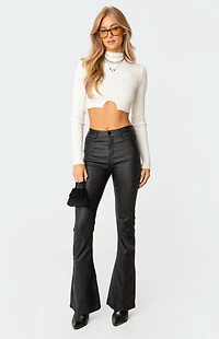 Edikted Luna Faux Leather Flare Jeans