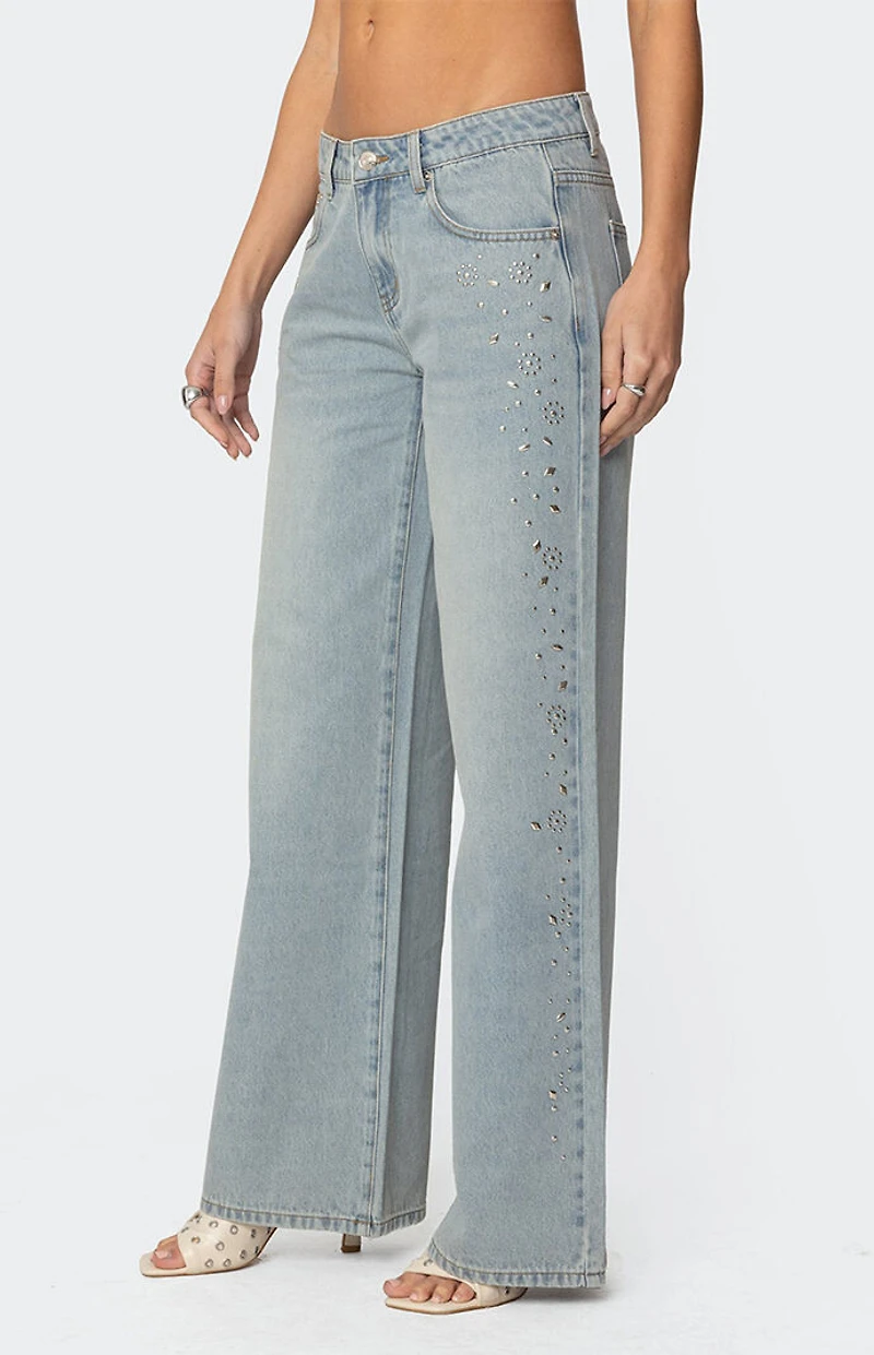 Edikted Everly Studded Low Rise Jeans
