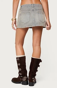 Edikted Wrap Mud Wash Denim Mini Skort