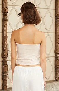John Galt Light Pink Striped Amelia Cropped Tube Top