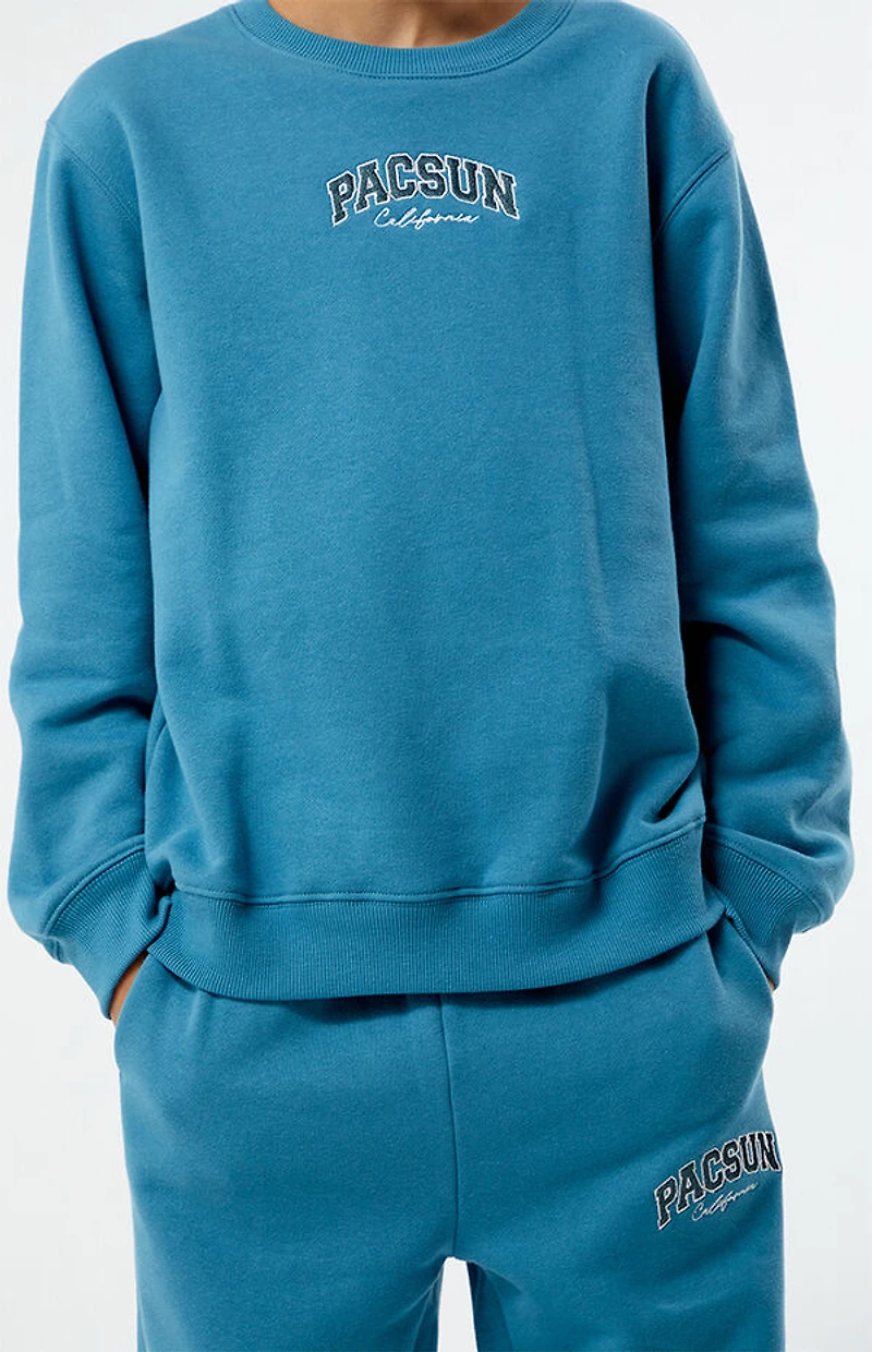 Pacsun Kids Blue Embroidered Crew Neck Sweatshirt