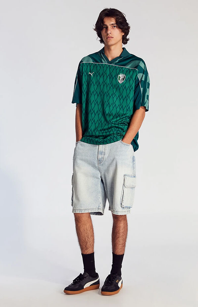 Pacsun Light Indigo Cargo Baggy Denim Shorts