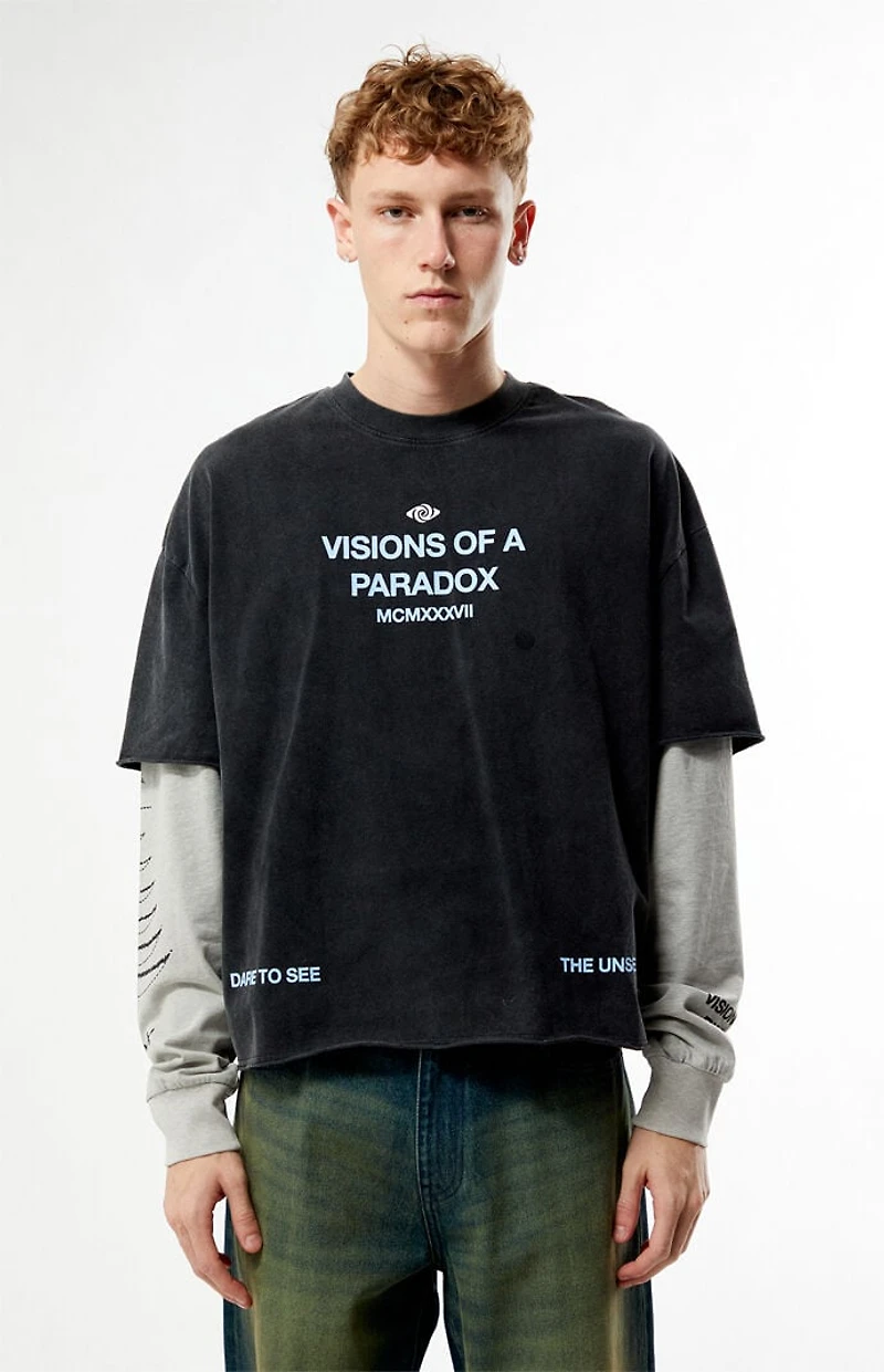 Pacsun Visions Of Paradox 2fer Long Sleeve Cropped T-Shirt