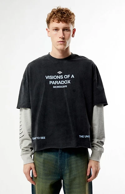 Pacsun Visions Of Paradox 2fer Long Sleeve Cropped T-Shirt