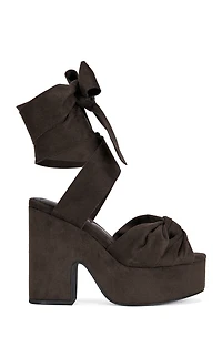 AZALEA WANG Women's Saki Chocolate Platform Wrap Sandals