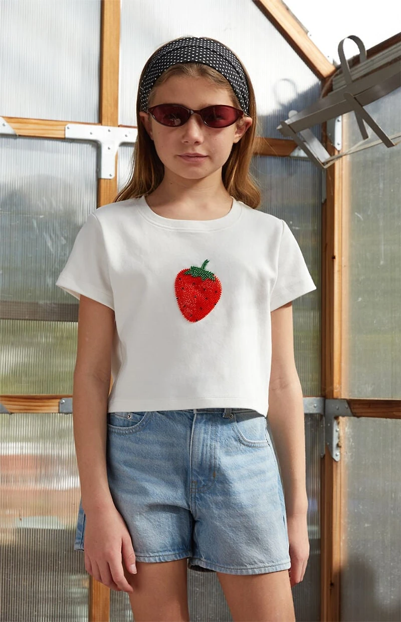 Pacsun Kids Strawberry Embellished Skimmer T-Shirt