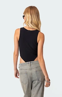 Edikted High Cut Ribbed V Neck Bodysuit