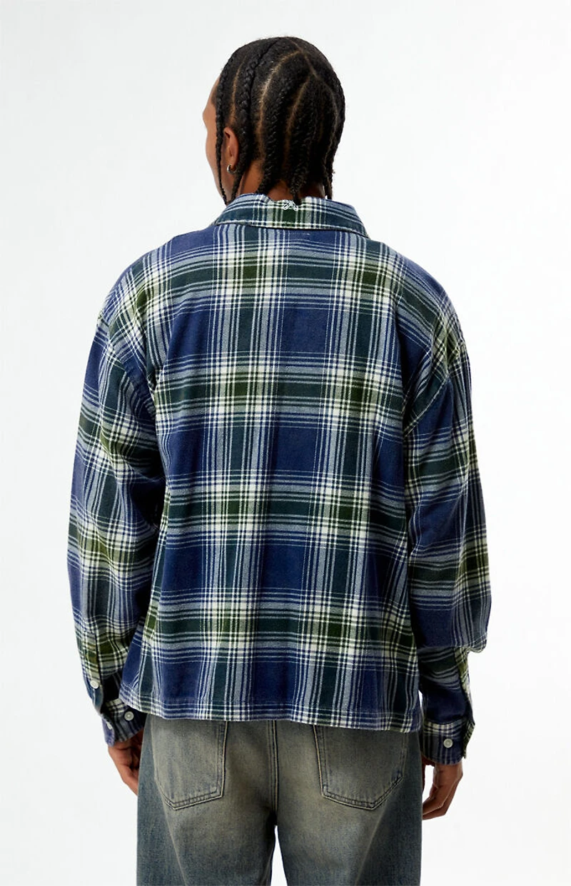Pacsun Blue Plaid Long Sleeve Flannel Shirt