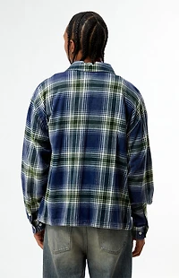 Pacsun Blue Plaid Long Sleeve Flannel Shirt