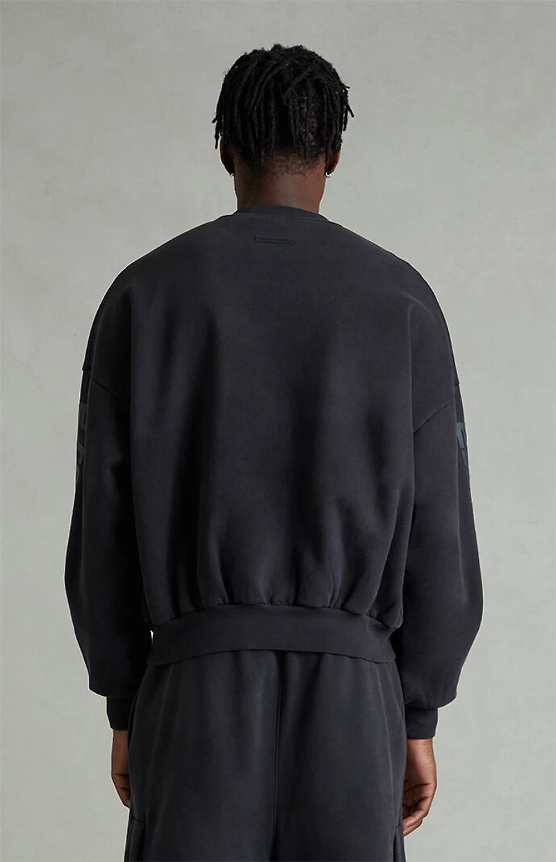 Fear of God ESSENTIALS Vintage Black Crew Neck Cropped Relaxed Sweatshirt