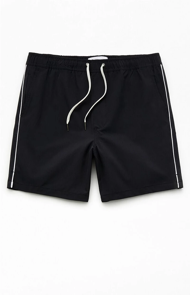 Pacsun Jet Black Chambray 6" Swim Trunks