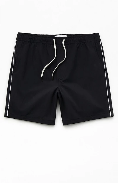 Pacsun Jet Black Chambray 6" Swim Trunks