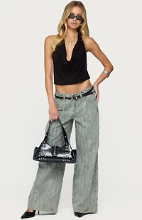 Edikted Blaze Distressed Low Rise Jeans