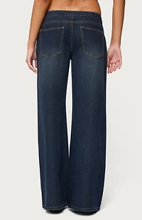 Edikted Briah Belted Low Rise Wide Leg Jeans