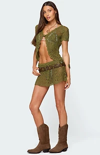 Edikted Mabelle Crochet Split Front Top