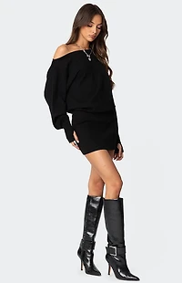 Edikted Eve Off Shoulder Knit Mini Dress