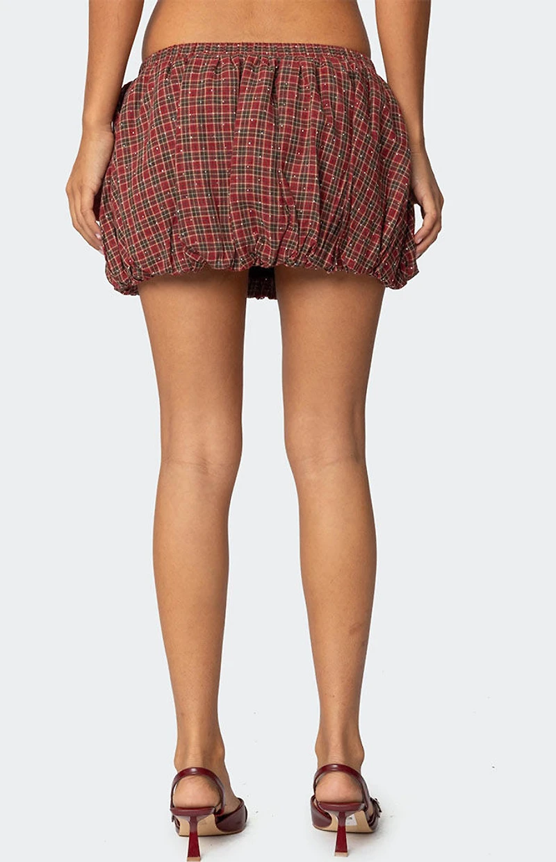 Edikted Marlene Plaid Bubble Mini Skirt