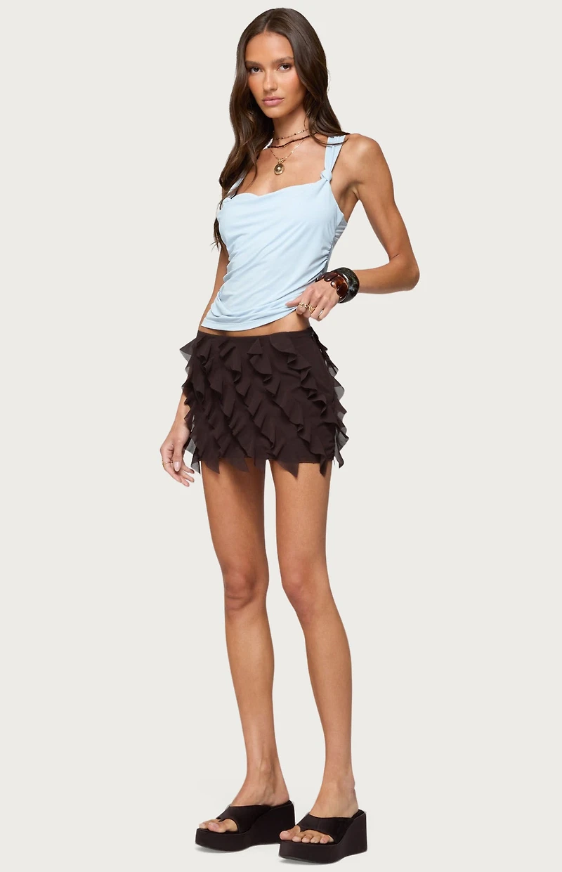 Edikted Liza Knotted Cowl Neck Top