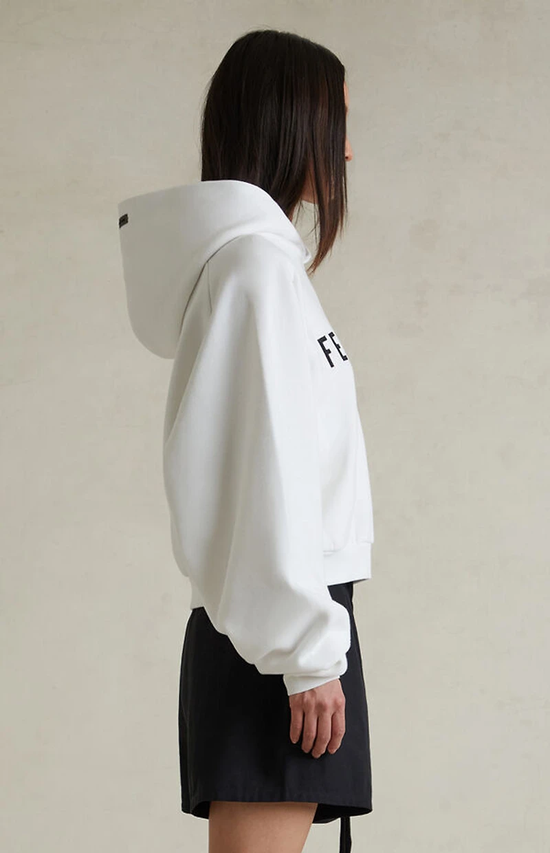 Fear of God ESSENTIALS Women's Bright White Raglan Cropped Hoodie