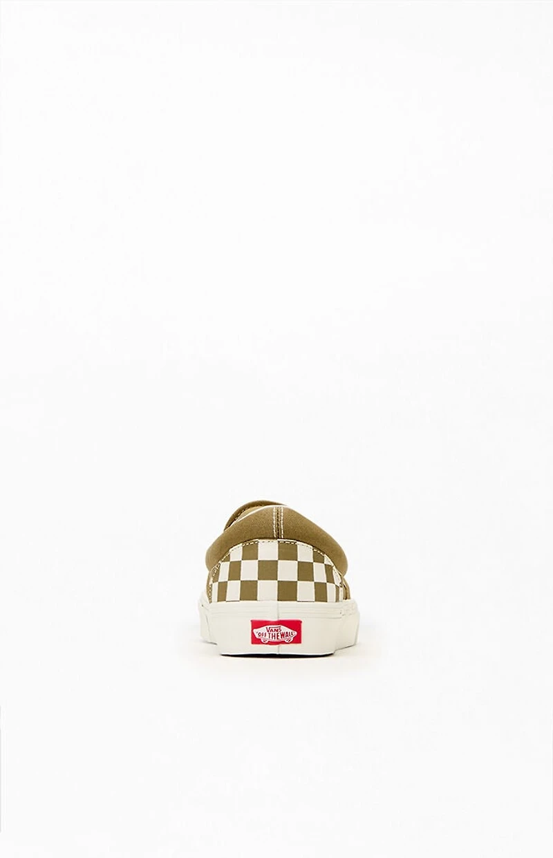 Vans Olive Checkerboard Slip-On Shoes
