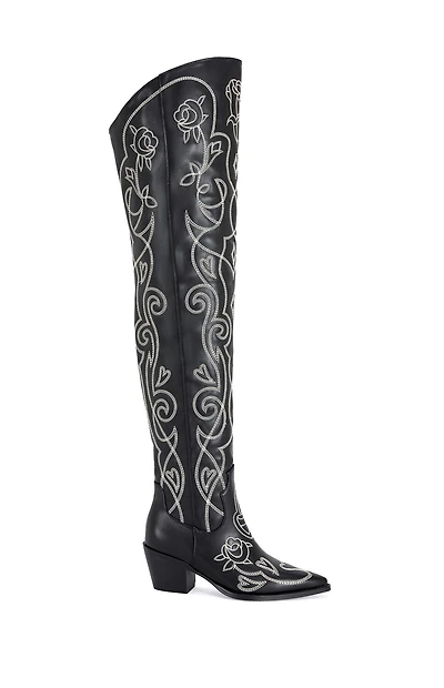 AZALEA WANG Women's Kess Over The Knee Western Boots