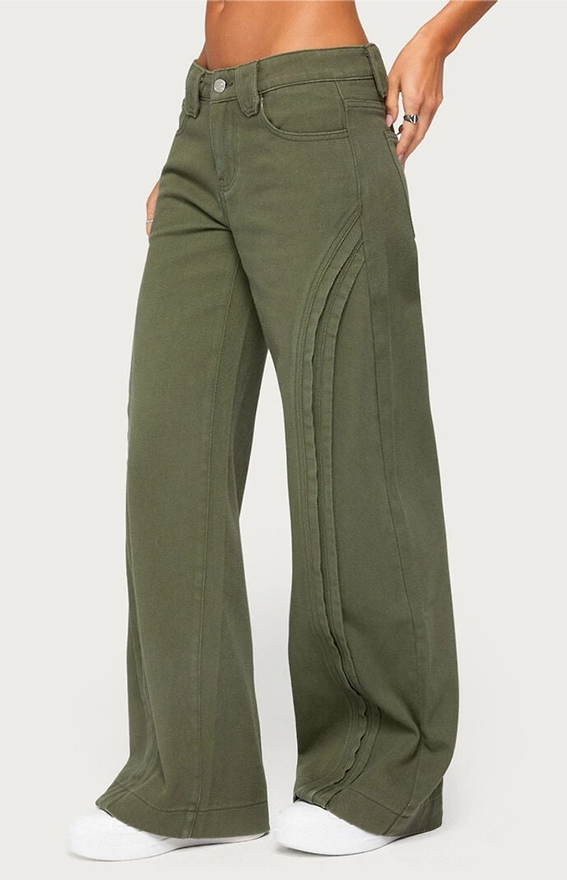 Edikted Pascale Stitched Low Rise Wide Leg Jeans