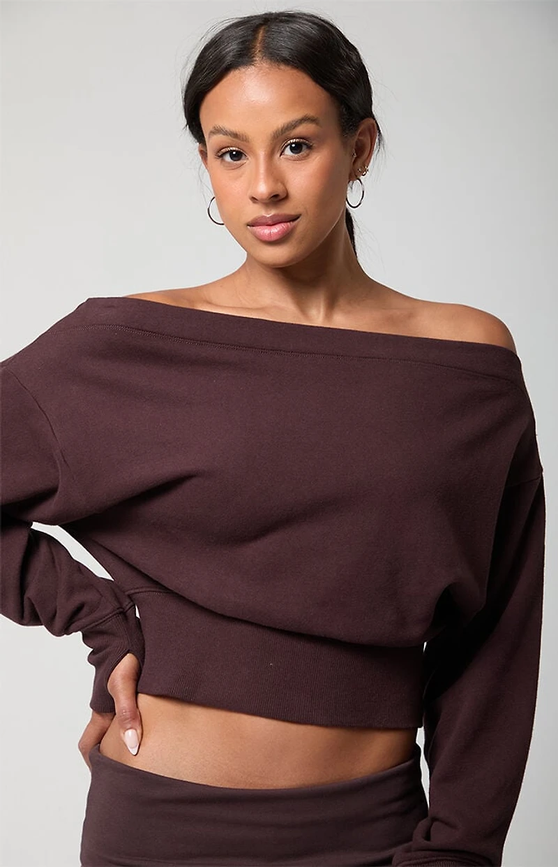 PAC 1980 Active French Terry Off-The-Shoulder Sweatshirt
