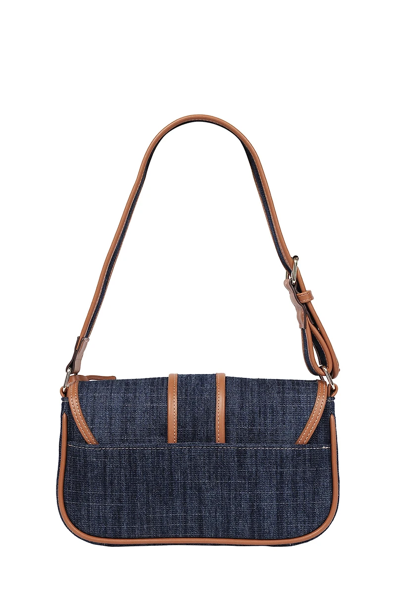 True Religion Dark Denim Double Pocket Satchel Bag