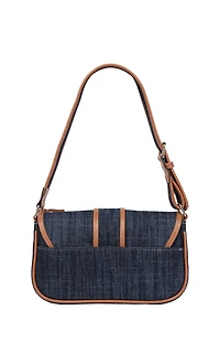 True Religion Dark Denim Double Pocket Satchel Bag