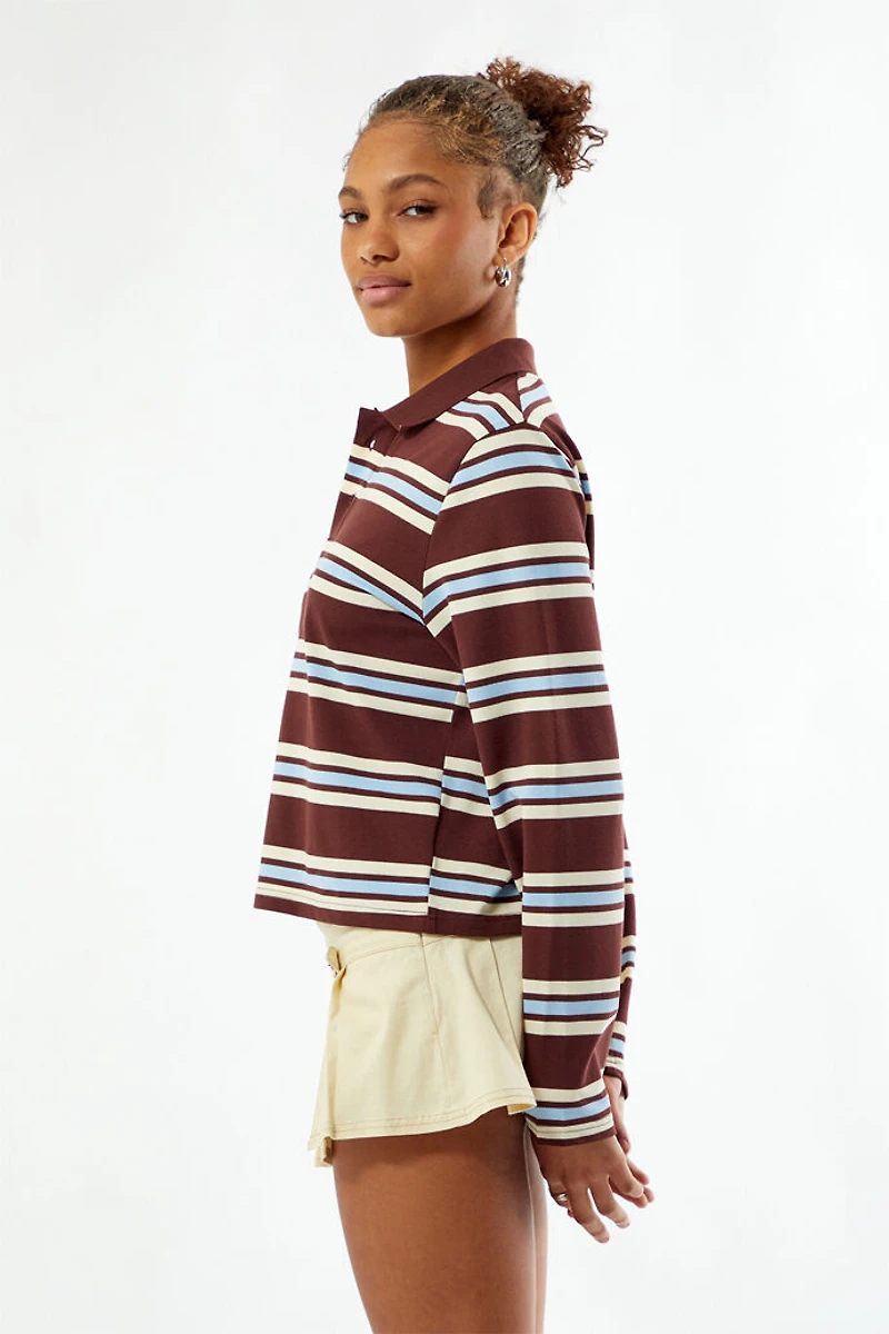 Your Favorite Megan Striped Long Sleeve Polo Shirt