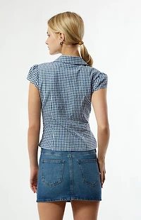 Your Favorite Gingham Button Down Short Sleeve Top