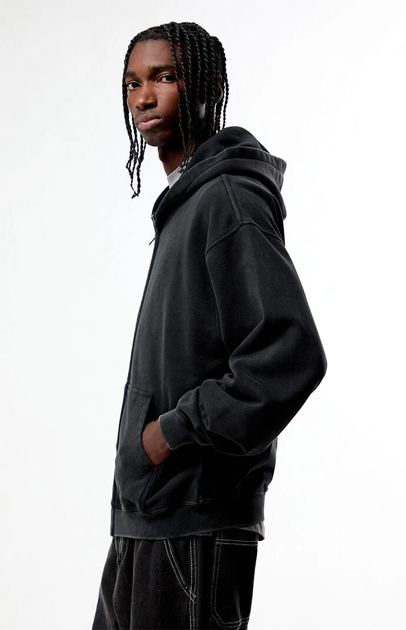 Pacsun Washed Black Full Zip Hoodie