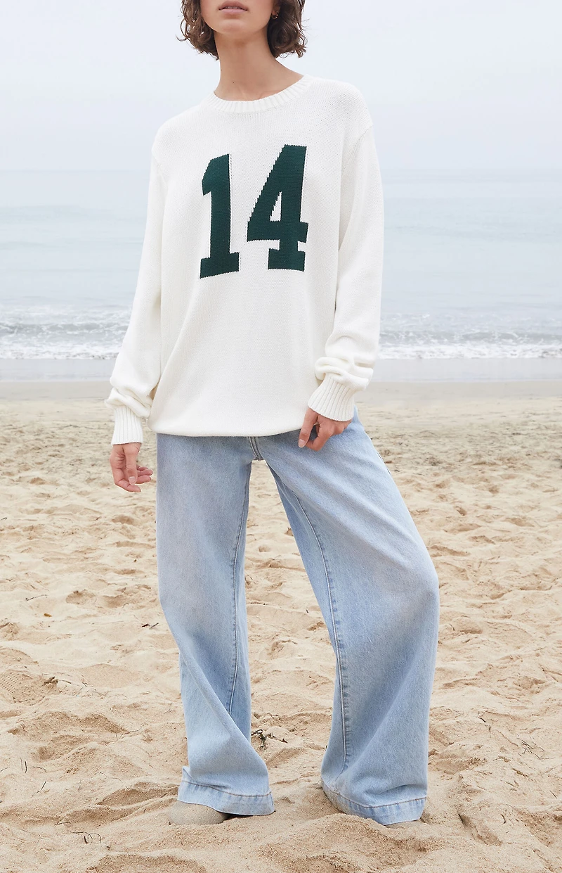 John Galt White & Green Nico 14 Sweater