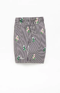 Pacsun Black Striped Bouquet 4.5" Swim Trunks