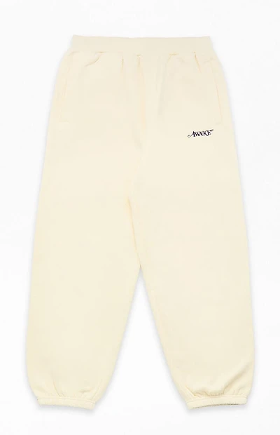 Awake NY Cream Classic Logo Sweatpants