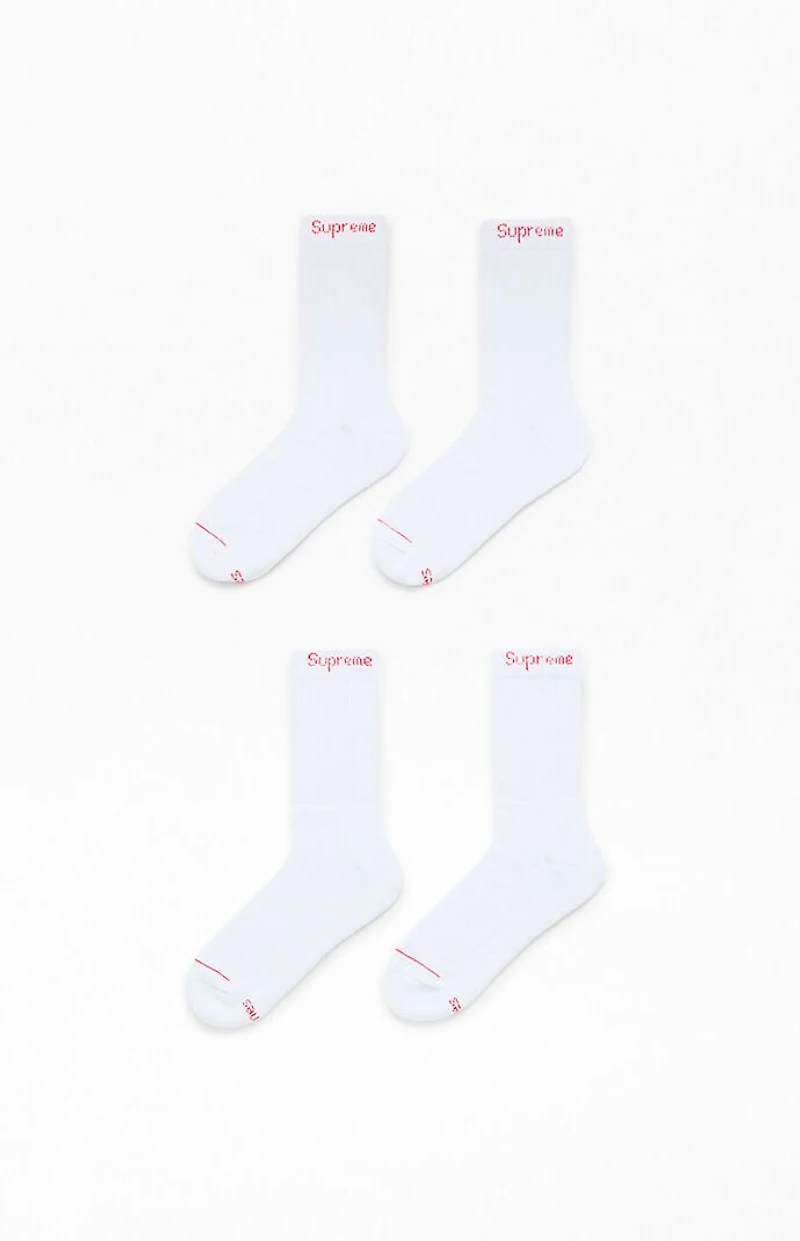 Supreme x Hanes 4 Pack White Crew Socks