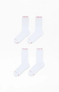 Supreme x Hanes 4 Pack White Crew Socks