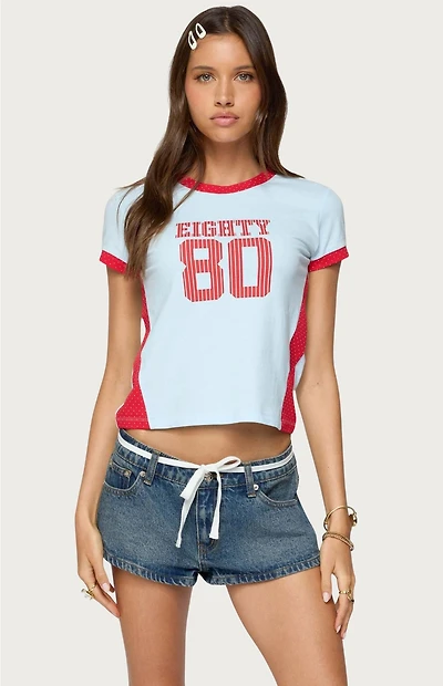 Edikted Eighty Polka Dot Contrast T-Shirt