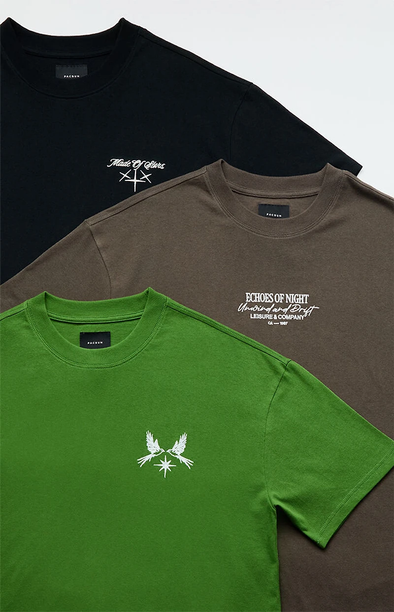 Pacsun 3 Pack Solid Color Embroidered T-Shirts