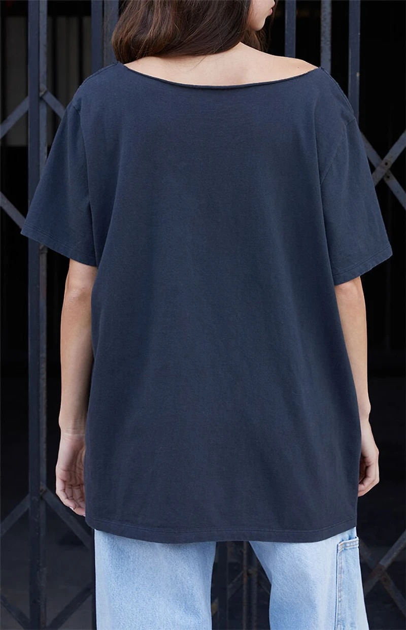 John Galt Skull Off-The-Shoulder Oversized T-Shirt