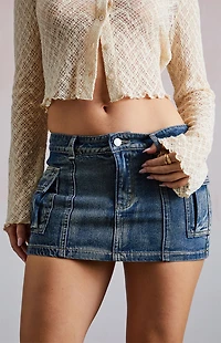 Third Charm Cargo Micro Denim Mini Skirt