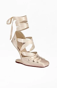 AZALEA WANG Women's Pirouette Ivory Wedge Pumps