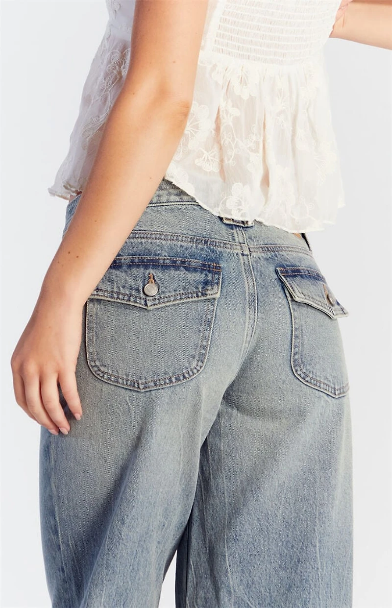 Pacsun Lena Low Rise Super Baggy Jeans Light Indigo Tinted