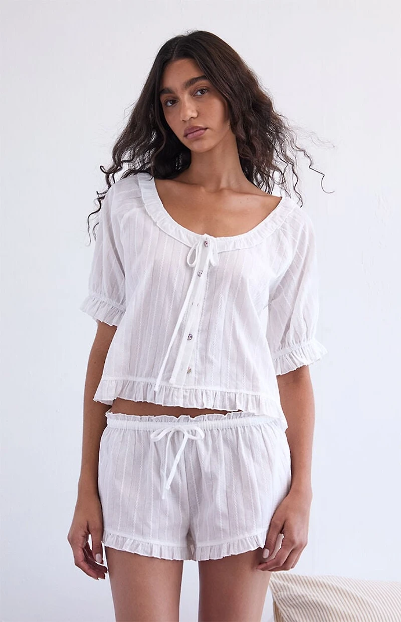 PS GOODNIGHT Ruffle Short Sleeve Pajama Top