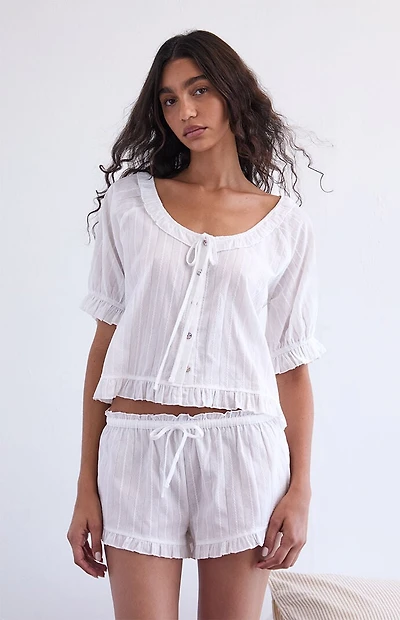 PS GOODNIGHT Ruffle Short Sleeve Pajama Top