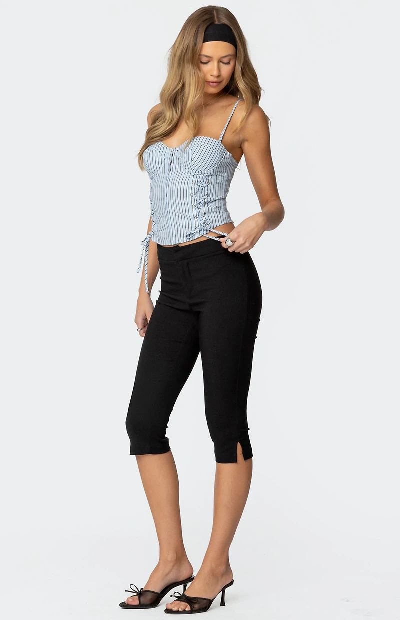 Edikted Lois Lace Up Pinstripe Corset
