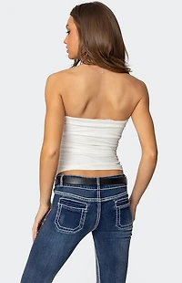 Edikted Amarelle Lacey Gathered Tube Top