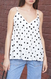 John Galt White Polka Dot Edith Tank Top