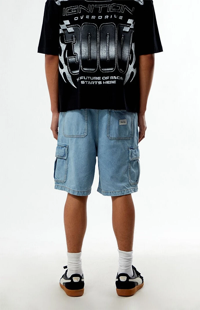 Rhythm Light Indigo Baggy Denim Cargo Shorts