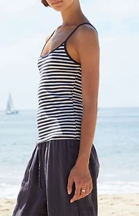 John Galt Blue & White Skylar Striped Tank Top